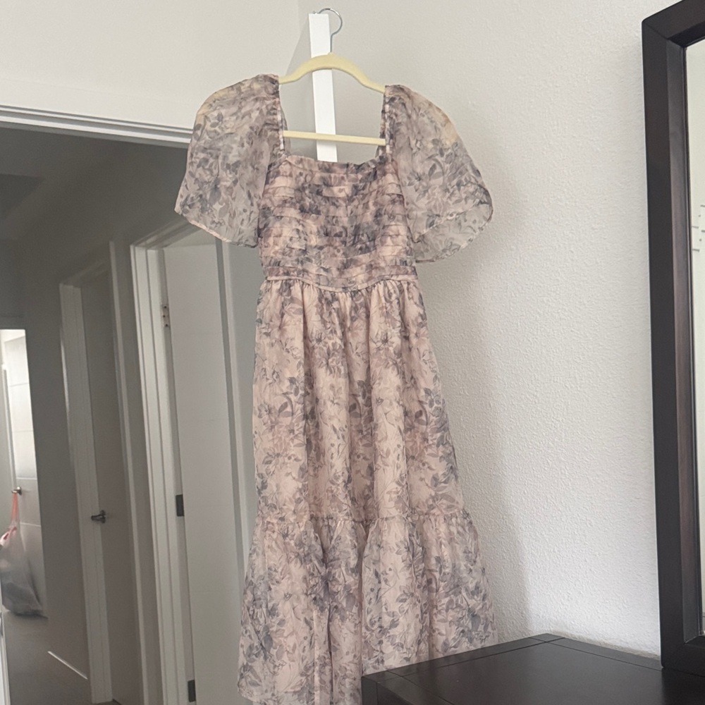Abercrombie & Fitch Floral Sheer Sleeve Dress